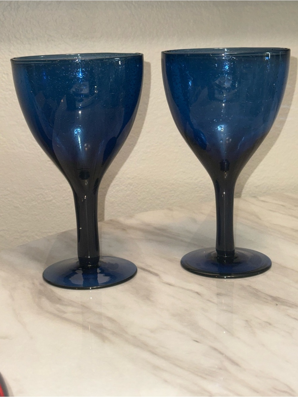 Libbey Teardrop Cobolt 70’s solid flare stem flared bowl 7” H